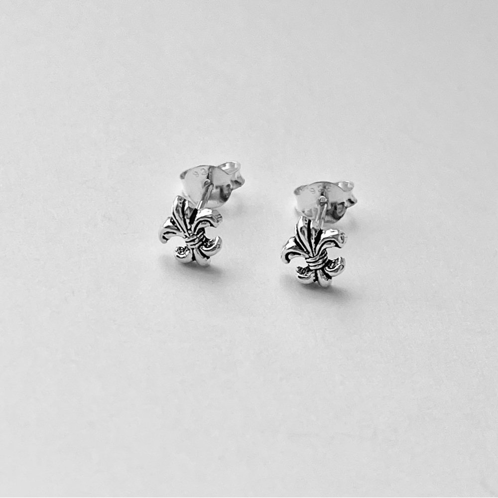 Sterling Silver Fleur De Lis Earrings, Saints Earring, Flower Earring, France